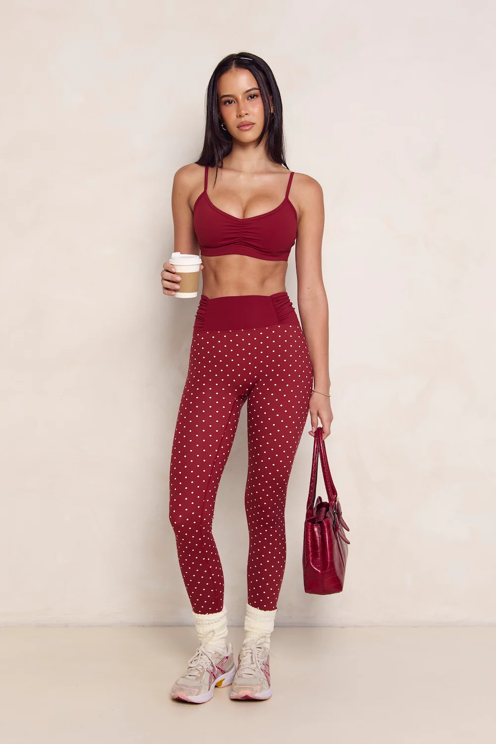 Astoria LUXE BALANCE Ruched Legging - Merlot Polka - Image 3