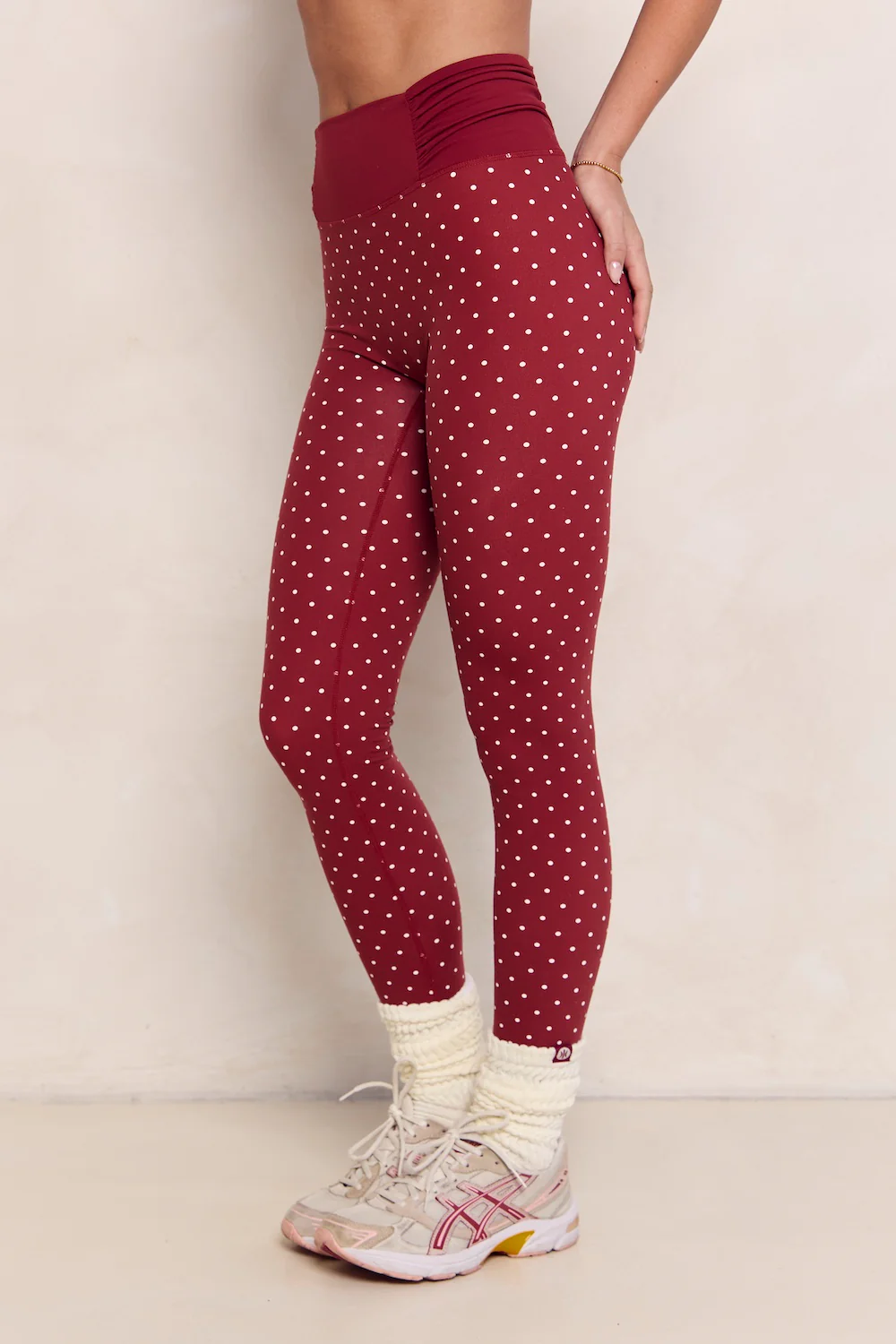Astoria Ruched Socks  - Merlot/Cream - Image 4